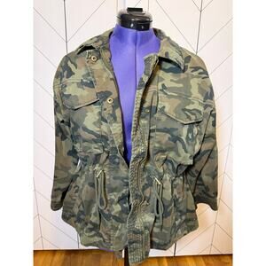 GAP Women’s Small Petite Snap Zipper Camo Camouflage Military Utility Jacket